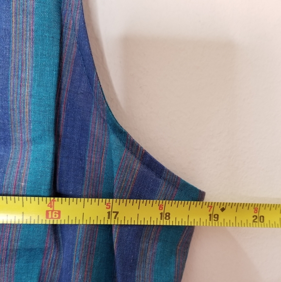 Lafayette 148 Blue Turquoise Stripe Sleeveless Tie Waist Buttonfront Top 12 NWT - Picture 12 of 14